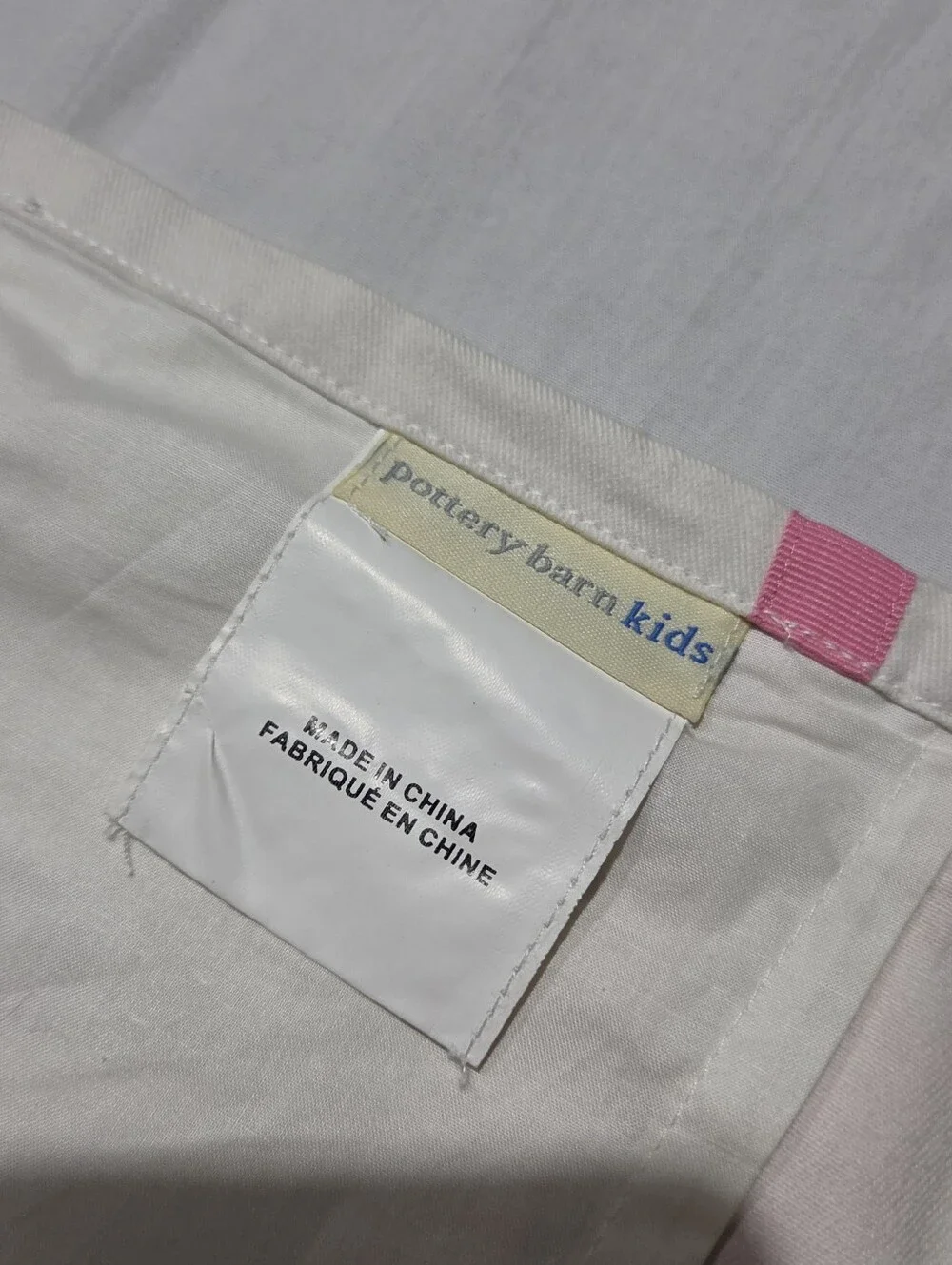 Pottery Barn Kids Harper White Pink Trim Valances Set of 2